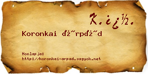 Koronkai Árpád névjegykártya