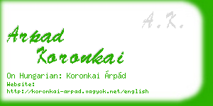 arpad koronkai business card