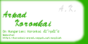 arpad koronkai business card